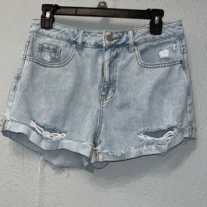 women’s pacsun light wash denim ripped jean shorts